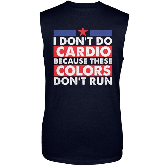 4th Of July I Don't Do Cardio Navy Adult Sleeveless Shirt - Large