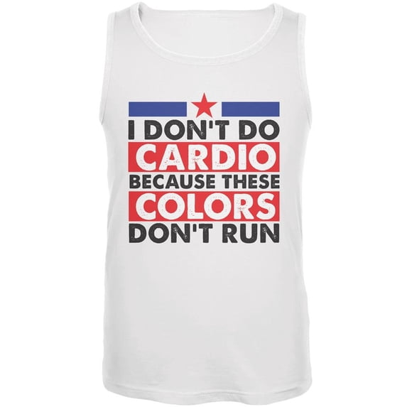 4th Of July I Don't Do Cardio White Adult Tank Top - 2X-Large