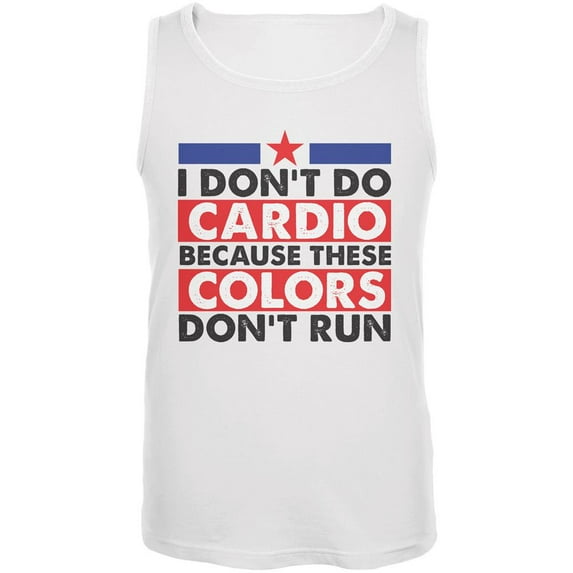 4th Of July I Don't Do Cardio White Adult Tank Top - 3X-Large