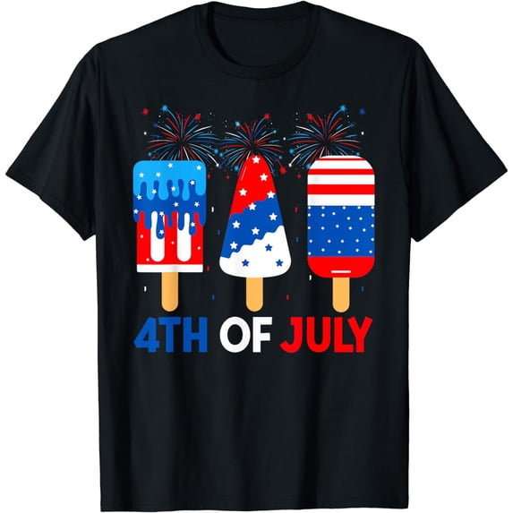 4th Of July Ice Creams Funny Patriotic American Flag America T-Shirt