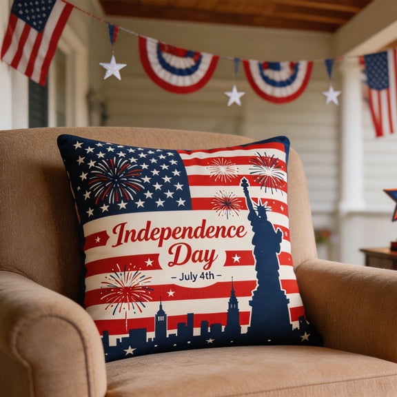 4th Of July Independence Day Pillow Covers, Patriotic Flag Throw Pillow Cases & Decorative Cushion Covers For Home Sofa Couch, 45x45cm, 1 Cover