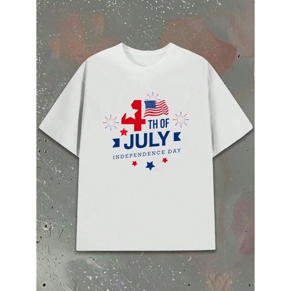 4th Of July Independence Day T-Shirt Men's T Shirts White Funny Summer Cool Shirts, Funny Shirts, T Shirt Comfortable Loose And Fashionable T-Shirt