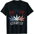thumbnail image 1 of 4th Of July Let's Get Lit Weed American Flag Marijuana 420 T-Shirt, 1 of 4