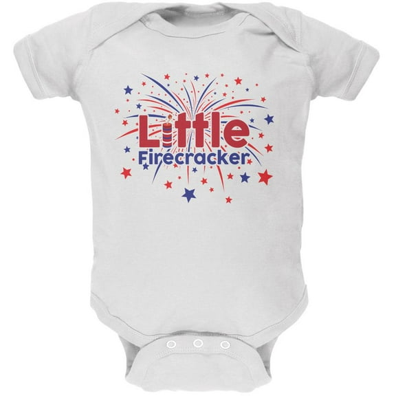 4th Of July Little Firecracker White Soft Baby One Piece - 9-12 months