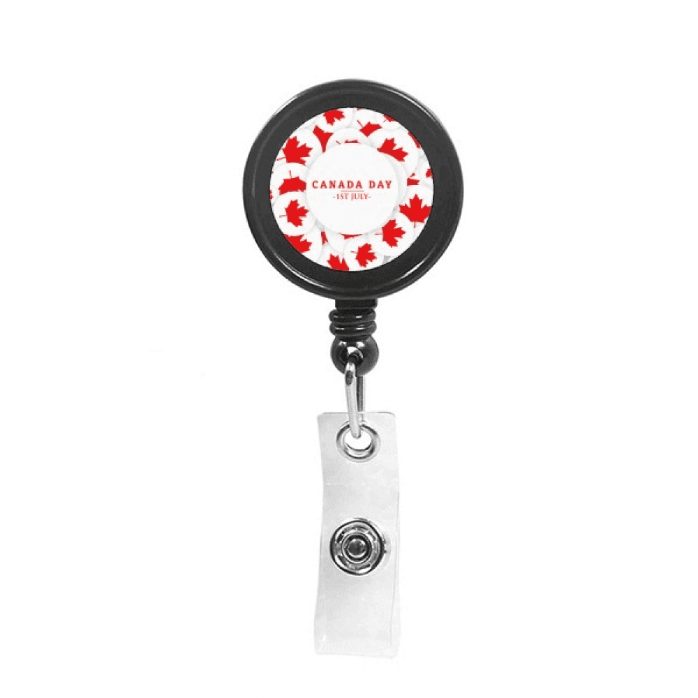4th Of July Maple  Happy Canada Day Retractable Keychain Badge Holder ID Badge