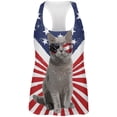 thumbnail image 1 of 4th Of July Meowica America Patriot Cat All Over Womens Work Out Tank Top Multi MD, 1 of 2