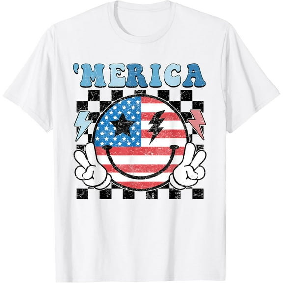 4th Of July Merica Boys Teens Men Women Kids American Flag T-Shirt Tops Tee