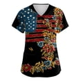 thumbnail image 1 of 4th Of July Nursing Scrub Tops for Women 250th Anniversary Usa Flag Print Medical Nurse Short Sleeve V Neck Nursing Working Uniform with Pockets, 1 of 4