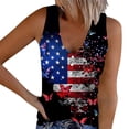 thumbnail image 1 of 4th Of July Outfits Women American Flag Themed Print Tank Tops Ribbed Button Up Independence Day Festive Clothes (S, Black), 1 of 5