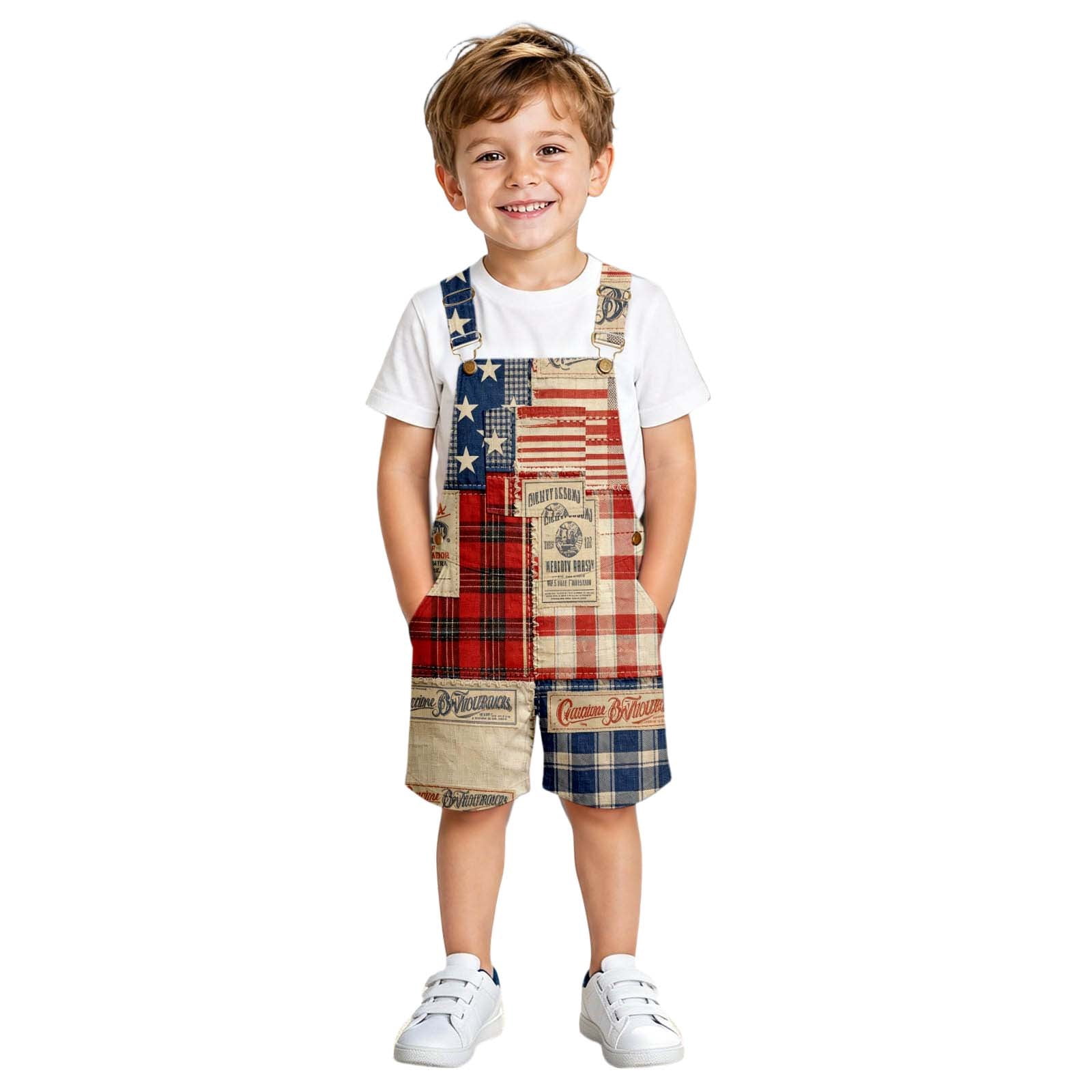 4th Of July Outfits for Girls 250 Anniversary USA Suspender Shorts ...