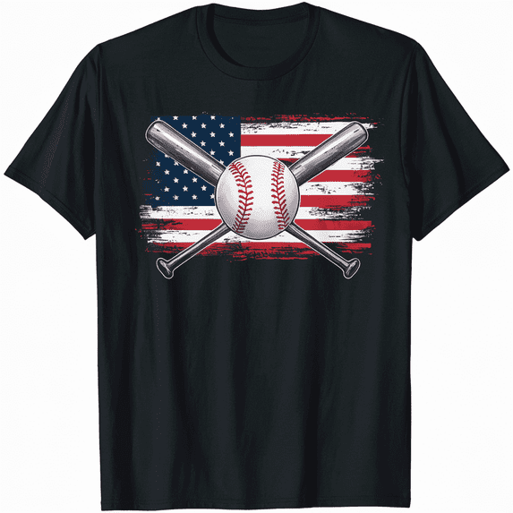 4th Of July Patriotic Baseball Men USA American Flag T-Shirt