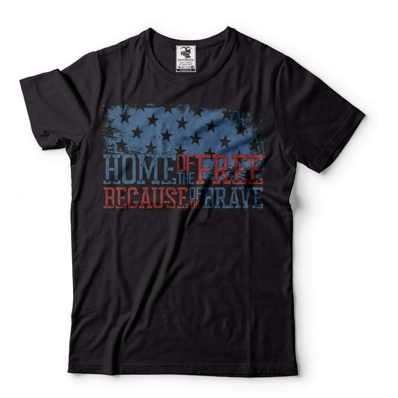 4th Of July Patriotic Shirt USA Patriotic Gifts Home Of The Free Because Of The Brave Shirt (4X-Large Black)