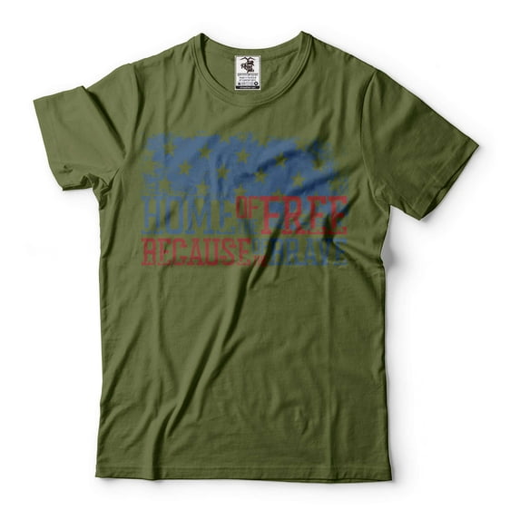 4th Of July Patriotic Shirt USA Patriotic Gifts Home Of The Free Because Of The Brave Shirt (Medium Navy Blue)