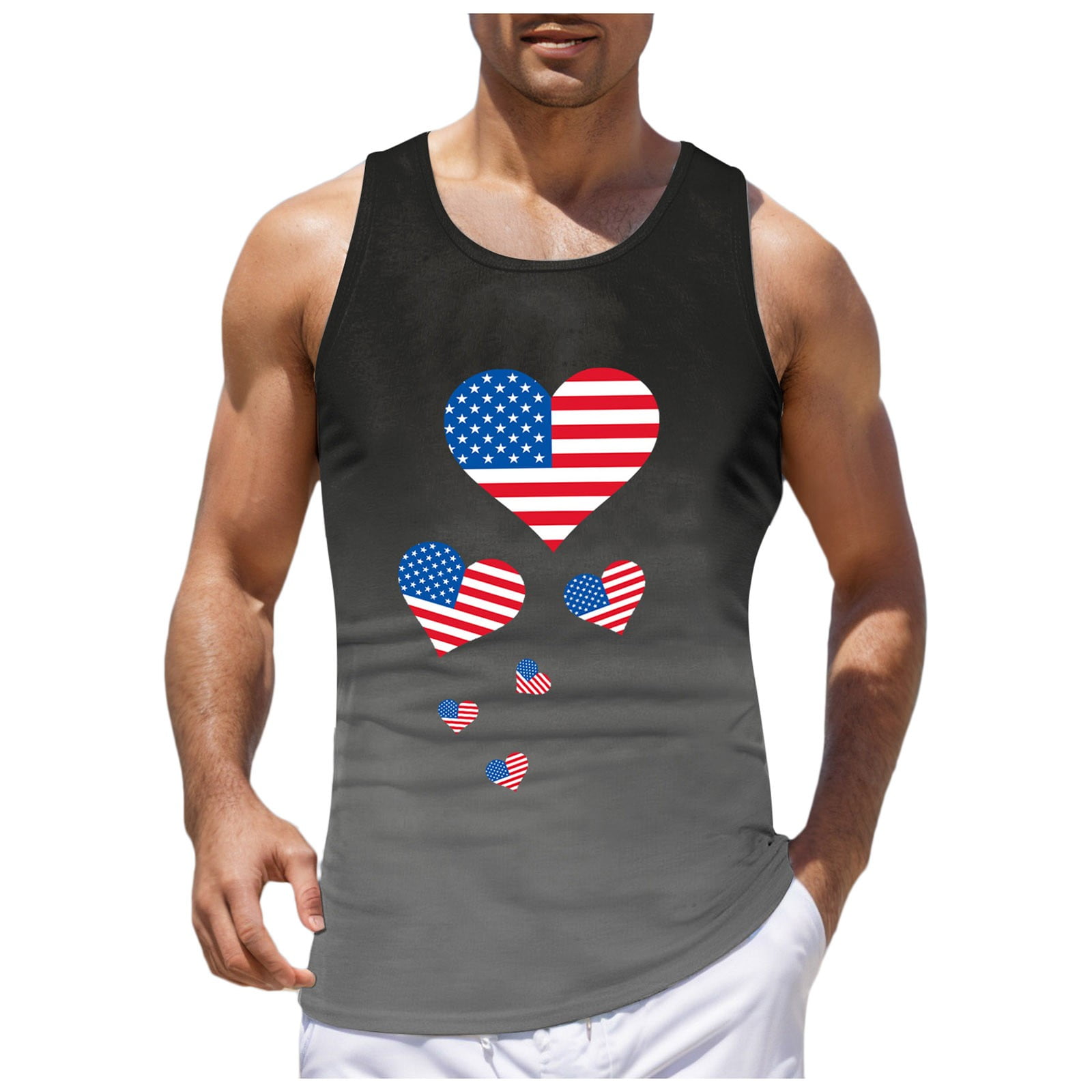 4th Of July Patriotic Shirts Mens Workout Tank Top Gym Muscle Tee ...