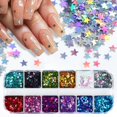 thumbnail image 1 of 4th Of July Patriotic Star Nail Arts Glitter Charms Sequins DIY Decoration Supplies For Women Girls 12 Color Nail Design Accessories, 1 of 8