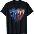 thumbnail image 1 of 4th Of July Patriotic T-Shirt Firework Dripping Heart American Flag, 1 of 4