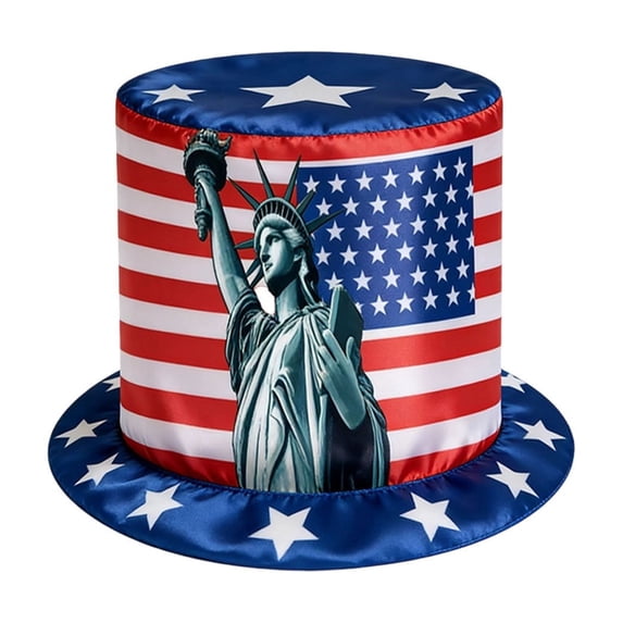 4th Of July Patriotic Top Hat Flag Uncle Style Top Hat With Statue Of Print Independence Day Party Accessory For Adults