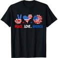 thumbnail image 1 of 4th Of July Peace Love America US Flag Fourth Of July T-Shirt, 1 of 4