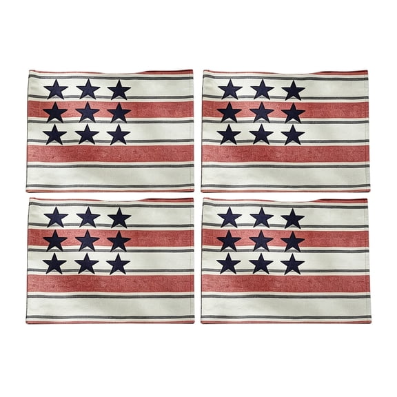 4th Of July Placemat Set Independence Day Heat Mats Star Spangled Table Protectors Washable Flag Theme Chargers