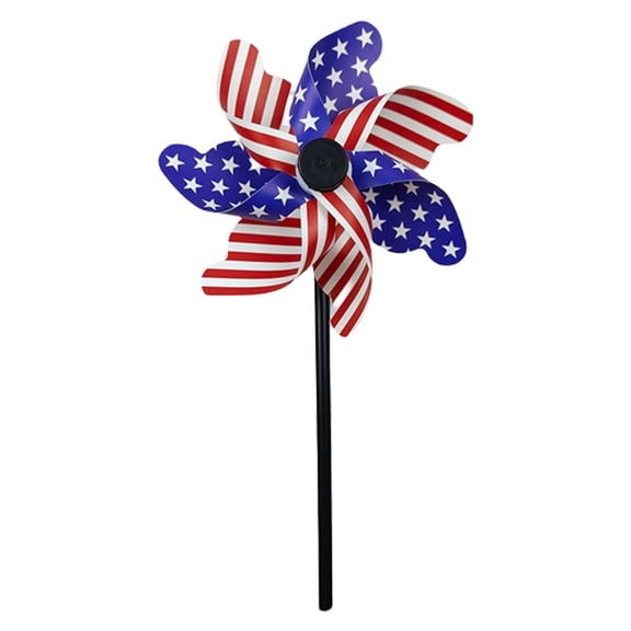 4th Of July Plastic Pinwheels Patriotic Wind Spinners Garden Decor Outdoor Yard Lawns Toy Red White Blue Windmill for Kids