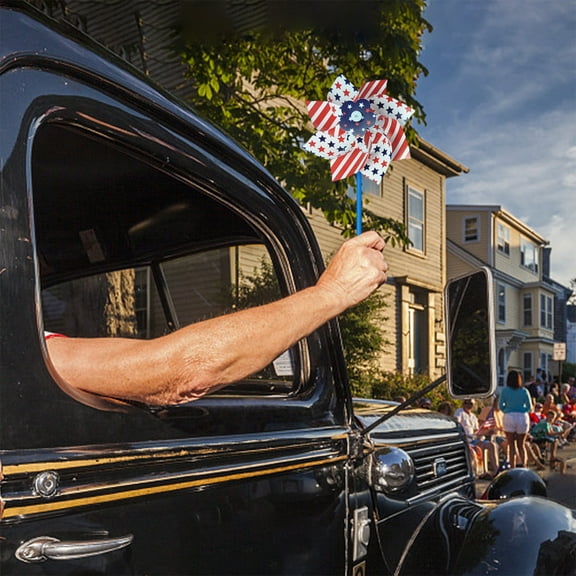 4th Of July Plastic Pinwheels Wind Spinners Garden Decor Outdoor Yard Lawns Toy Red White Blue Windmill For Kids
