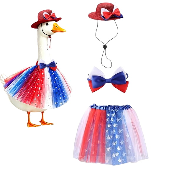 4th Of July Porch Goose Outfits Patriotic Independence Day Costume Including Bow Tie And Hat For 23 Inch Front Yard Garden Statue Holiday Decoration