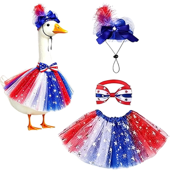4th Of July Porch Goose Outfits Patriotic Independence Day Costume Including Bow Tie And Hat For 23 Inch Front Yard Garden Statue Holiday Decoration