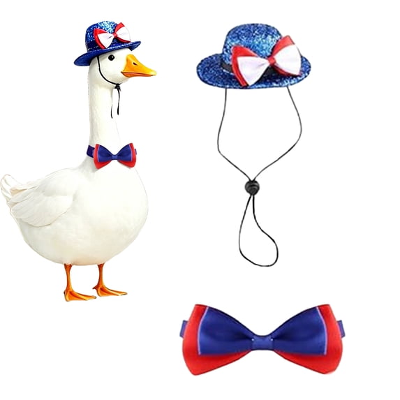 4th Of July Porch Goose Outfits Patriotic Independence Day Costume Including Bow Tie And Hat For 23 Inch Front Yard Garden Statue Holiday Decoration