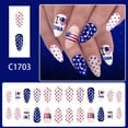 thumbnail image 1 of 4th Of July Press On Nails 24Pcs Patriotic Flag Fake Nails Short Glue On Nails For Independence Day Decor, 1 of 9