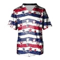 thumbnail image 1 of 4th Of July Scrub Shirts for Men V-Neck Short Sleeve Patriotic Printed Daily Patriotic Tops Comfy Summer Casual Tees with Pockets,L,#01 Deep Red, 1 of 6