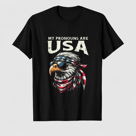 4th Of July Shirts For Women Men Fourth Gift4th of July Eagle My Pronouns are USA Funny Men WomenT-Shirt