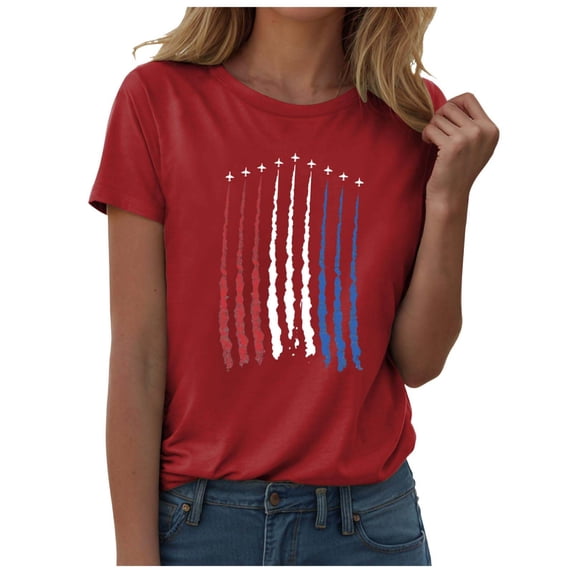 4th Of July Shirts Women Ameri Can Flag Patriotic T Shirts USA Star Graphic Tee Tops
