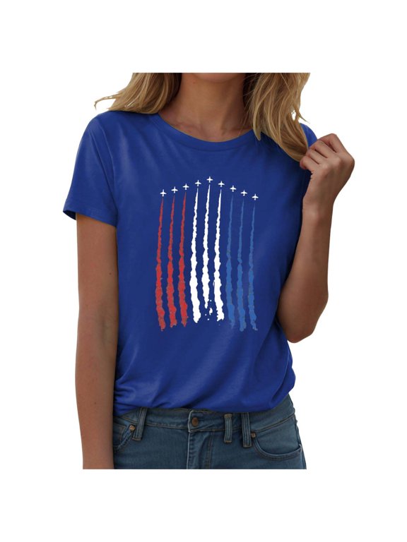 4th Of July Shirts Women Ameri Can Flag Patriotic T Shirts USA Star Graphic Tee Tops