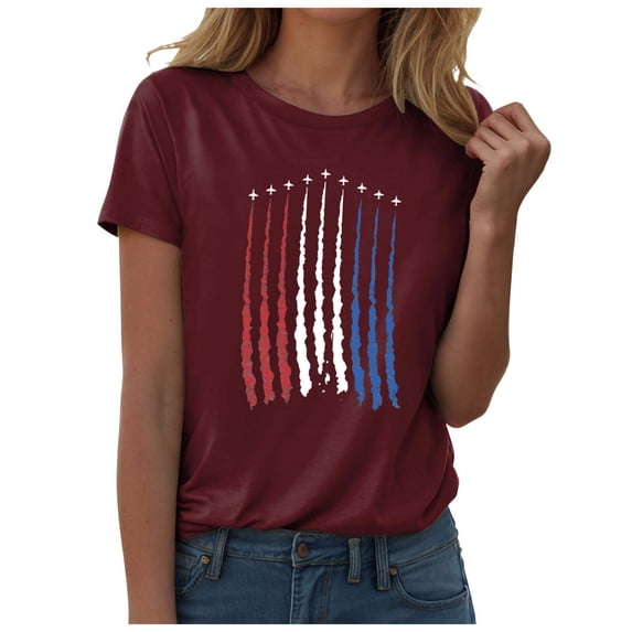 4th Of July Shirts Women Ameri Can Flag Patriotic T Shirts USA Star Graphic Tee Tops