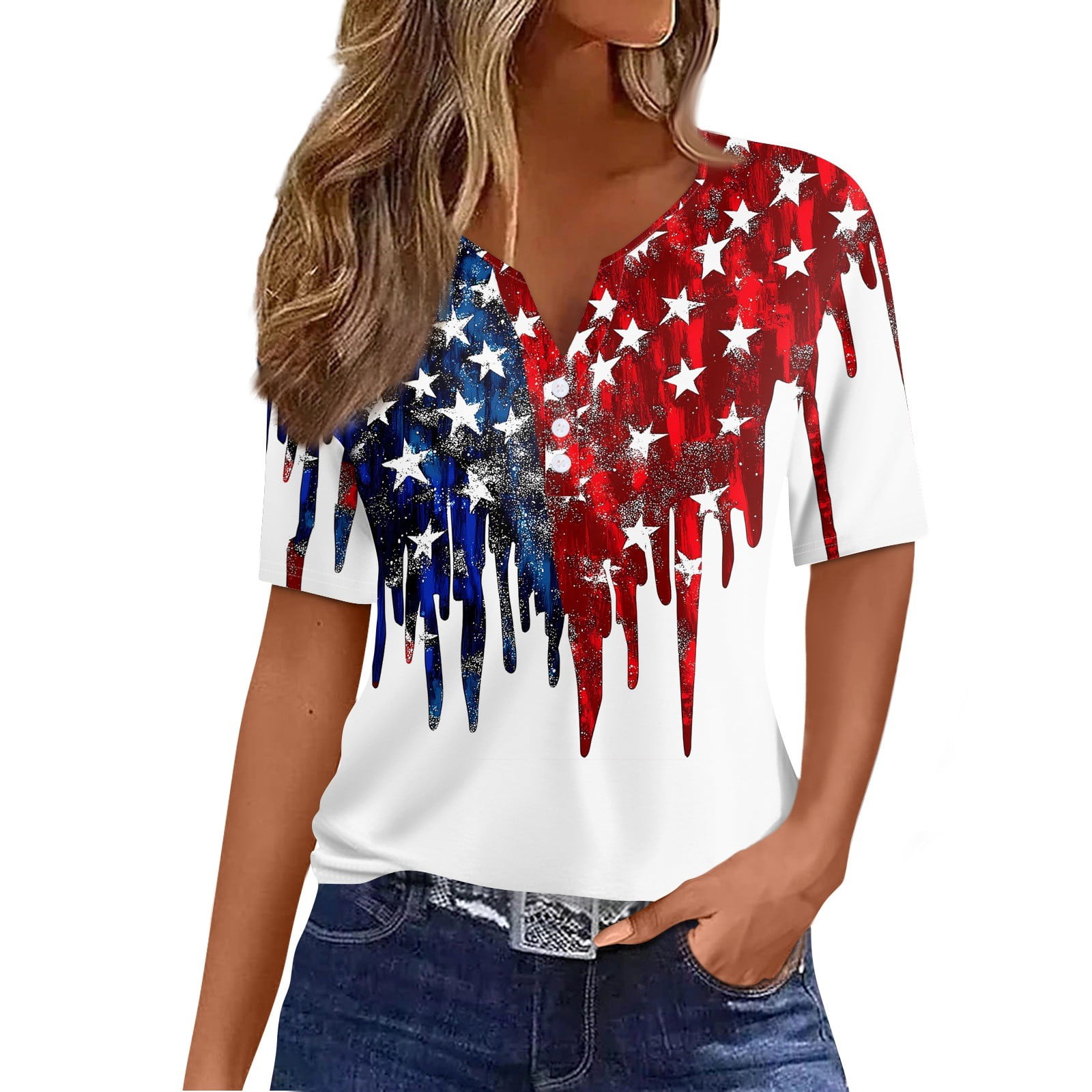 GRAJTCIN Men's Mardi Gras Print Patriotic Button Down Shirt - Short Sleeve, American Flag & Aircraft, Medium