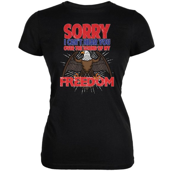 4th Of July Sound Of My Freedom Black Juniors Soft T-Shirt - Large