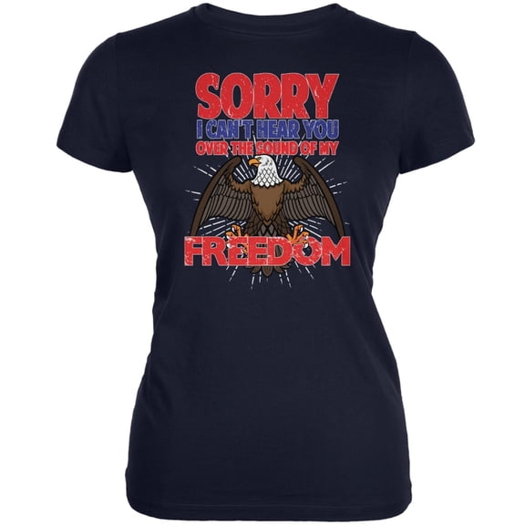 4th Of July Sound Of My Freedom Navy Juniors Soft T-Shirt - 2X-Large