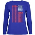 thumbnail image 1 of 4th Of July Stars and Strings Guitar American Flag Womens Long Sleeve T Shirt Royal 2XL, 1 of 1