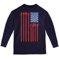thumbnail image 1 of 4th Of July Stars and Strings Guitar American Flag Youth Long Sleeve T Shirt Navy YXL, 1 of 1