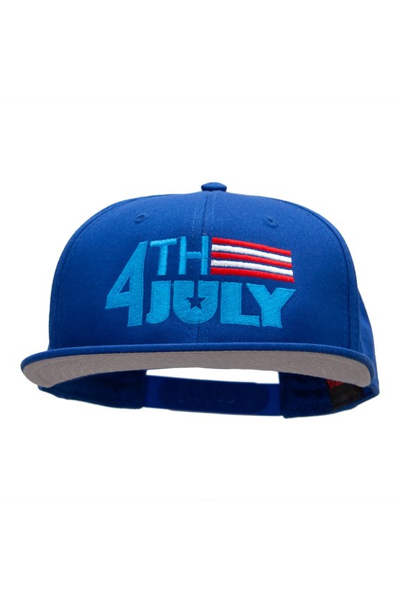 4th Of July Striped Embroidered Prostyle Snapback - Royal OSFM