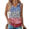 thumbnail image 1 of 4th Of July Tank Tops for Women Patriotic Star Print V-Neck Sleeveless Tunics Patriotic Flowy Relaxed Fit Summer Lounge Wear Tops,S,#01 Deep Red, 1 of 5