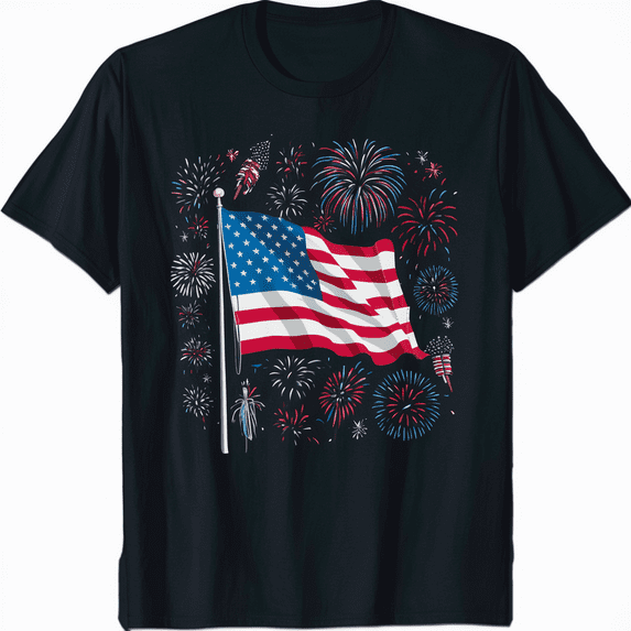 4th Of July USA Flag Firework T-Shirt