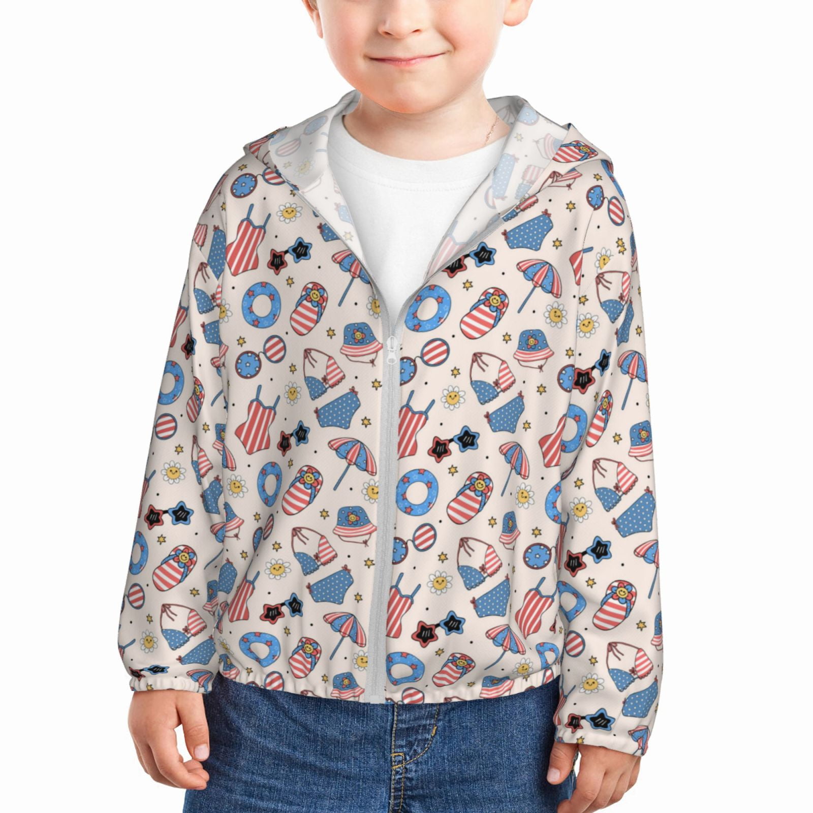 4th Of July1 Sun Protection Clothing Zip Up Hoodie Lightweight Jacket