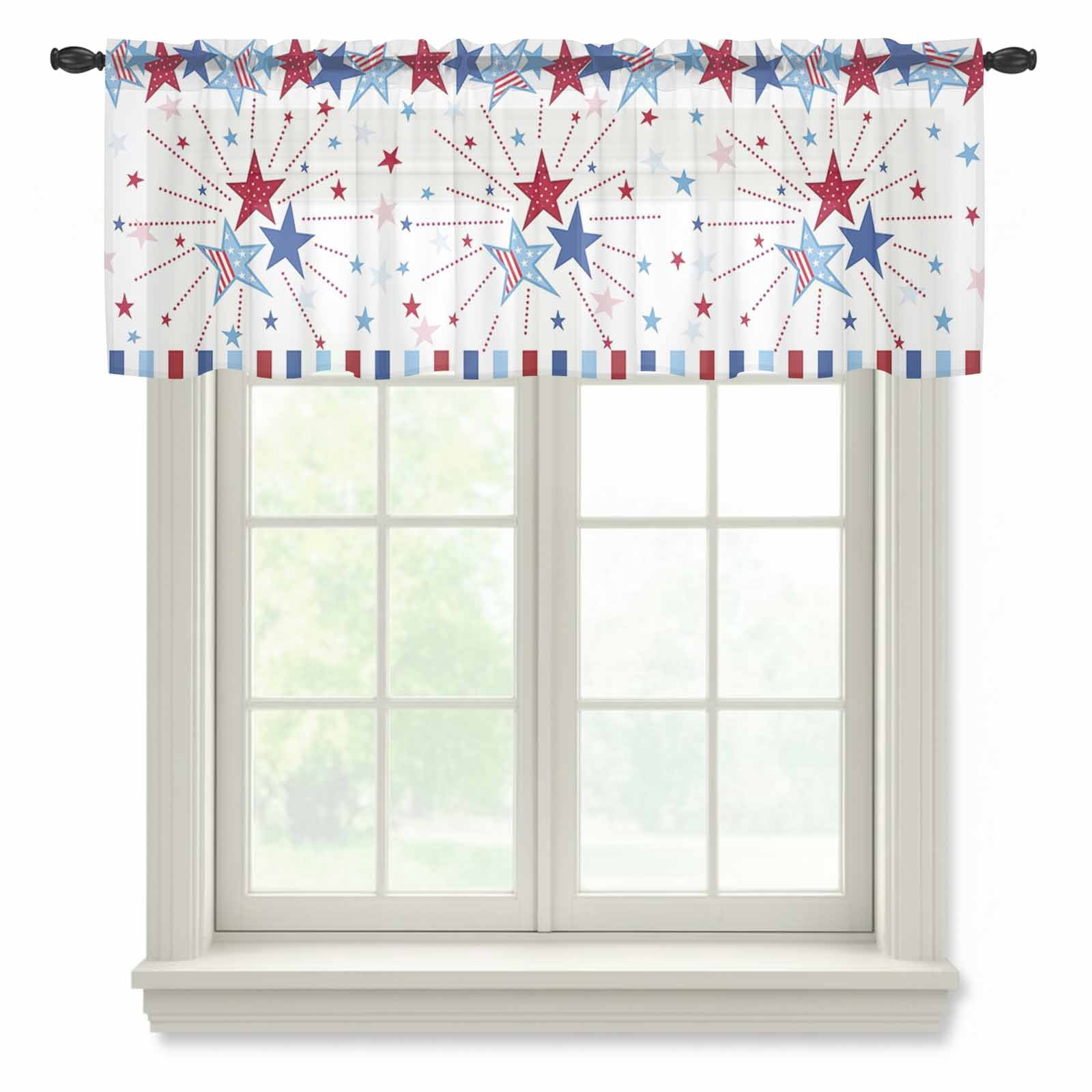 4th of Sheer Valances for Windows, July Patriotic Independence Day USA ...