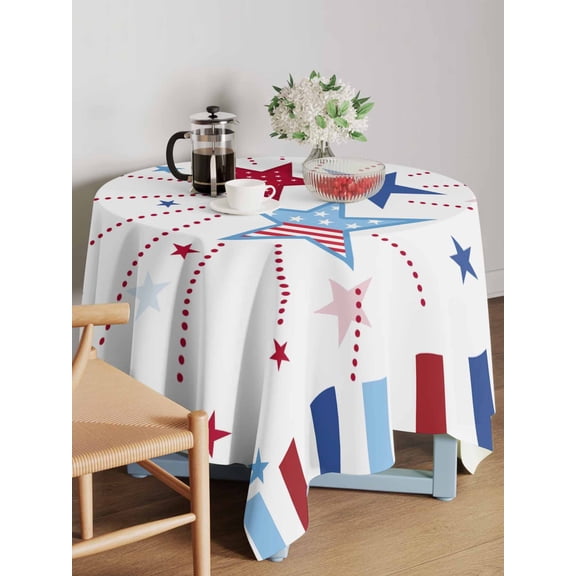 4th of Table Cloth 54x54 Inch Square, July Patriotic Independence Day USA Flag Star Red Blue Stripe Waterproof Tablecloth Washable Table Cover for 250th Anniversary Party Picnic Dinner Decor