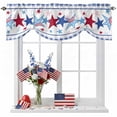 thumbnail image 1 of 4th of Tie Up Valances Curtain, Adjustable Kitchen July Patriotic Independence Day American Flag Star Blue Plaid Valances for Windows Rod Pocket Short Curtains Set for Bedroom/Bathroom, 42"x12", 1 of 9