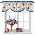 thumbnail image 1 of 4th of Tie Up Valances Curtain, Adjustable Kitchen July USA Flag Star Patriot Cotton Linen Valances for Windows Decor, Rod Pocket Short Curtains Set for Bedroom/Bathroom, 54"x18", 1 of 9