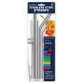 thumbnail image 1 of 4th Utensil Reusable Bent Stainless Steel Straws and Cleaning Brush, 9.5 inches, 6 Pack, 1 of 11