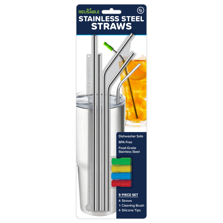 ExcelSteel 14-Piece Stainless Steel Straw Set With Cleaning