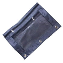 3 Ring Binder Pencil Pouch - Oxford Fabric Pencil Case with 2 Zippered Pockets, Clear Mesh Window Pencil Bag, B5 Size for Office Supplies (Dark Gray)